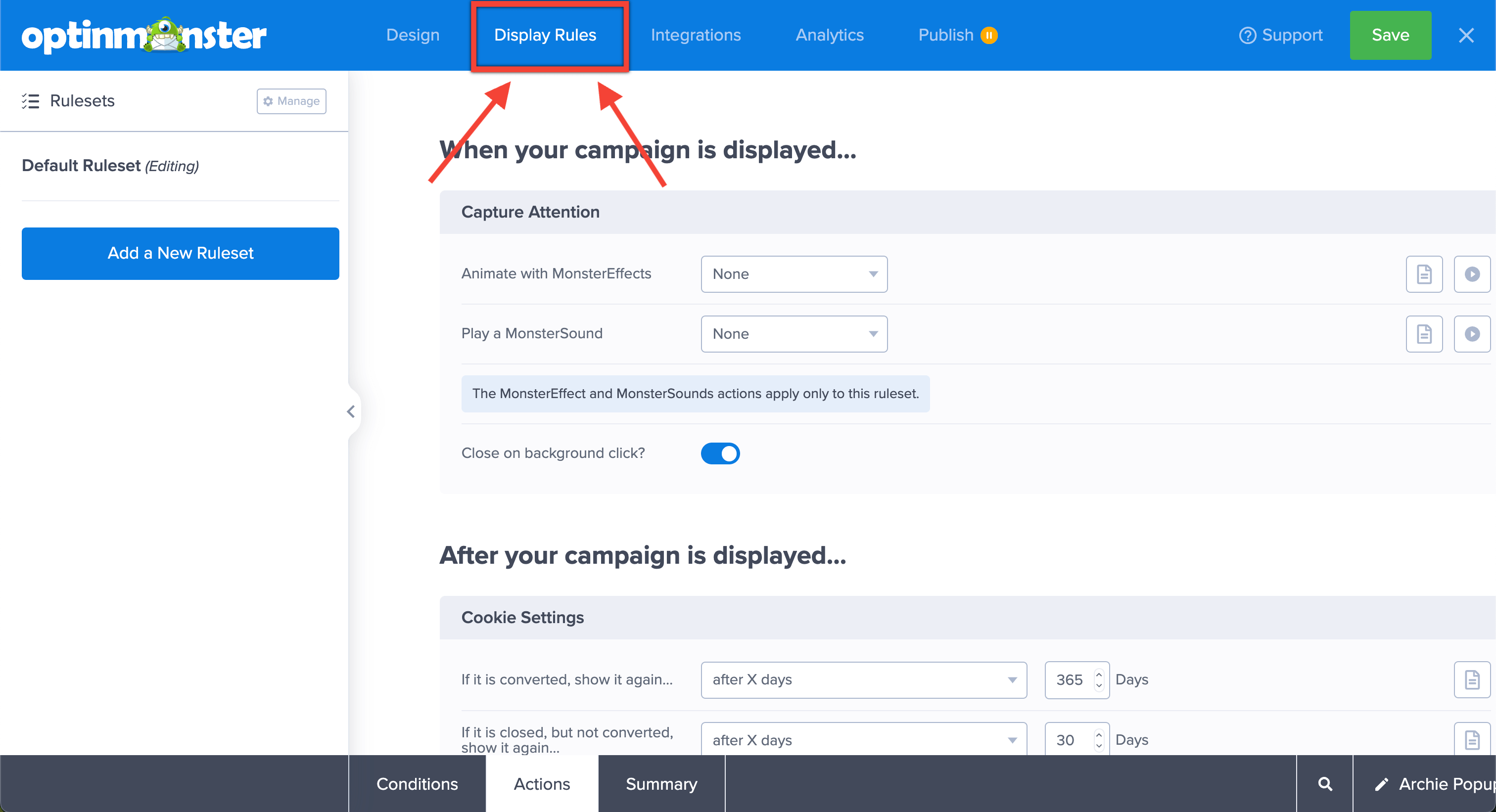 Display Rules View - OptinMonster