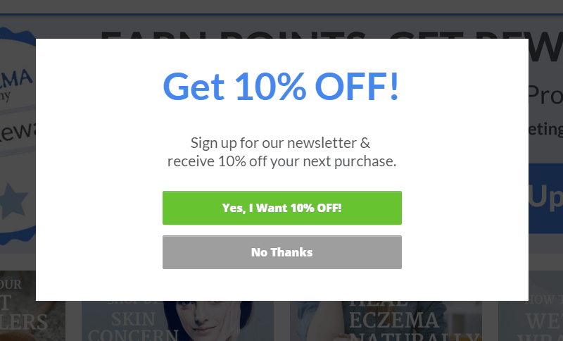 Eczema Company used split testing lightbox optin to increase conversions - OptinMonster Eczema Company used OptinMonster to start split testing campaigns using two step optins