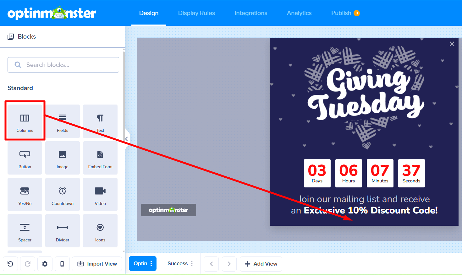 An existing campaign built from a template, ready to be edited.