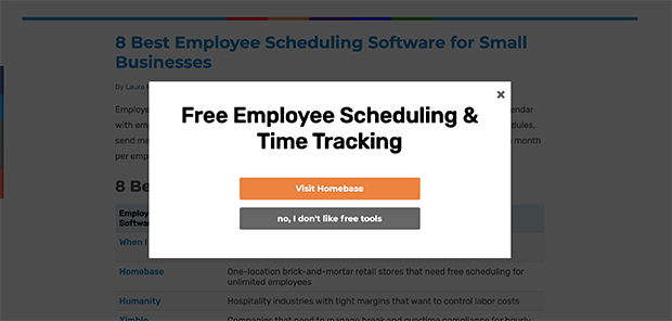 example - OptinMonster fit small business page level targeting