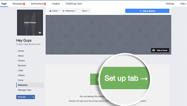 facebook-set-up-tab-button - OptinMonster click set up tab button in facebook