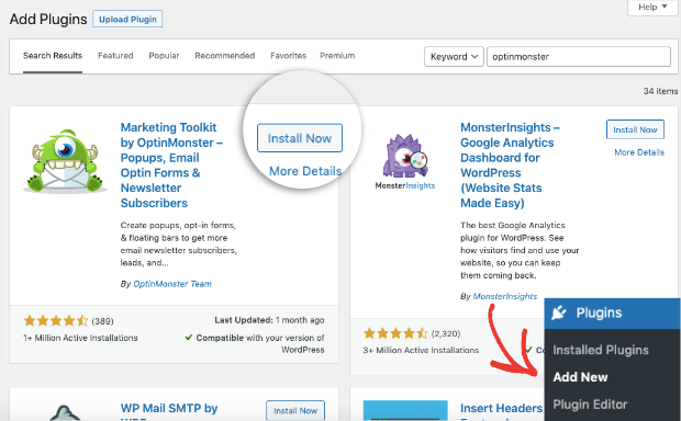 find and install the optinmonster plugin - OptinMonster find and install the optinmonster plugin