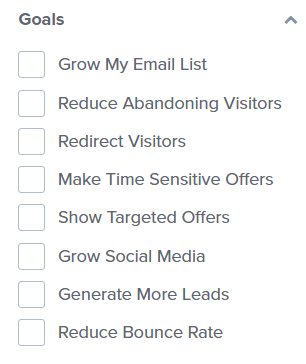 goals-filtering - OptinMonster OptinMonster templates goal filtering