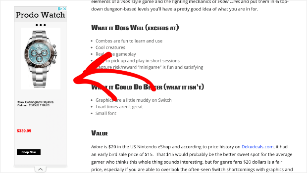 Google Adsense Display Ad on a blog post - OptinMonster Google Adsense Display Ad on a blog post