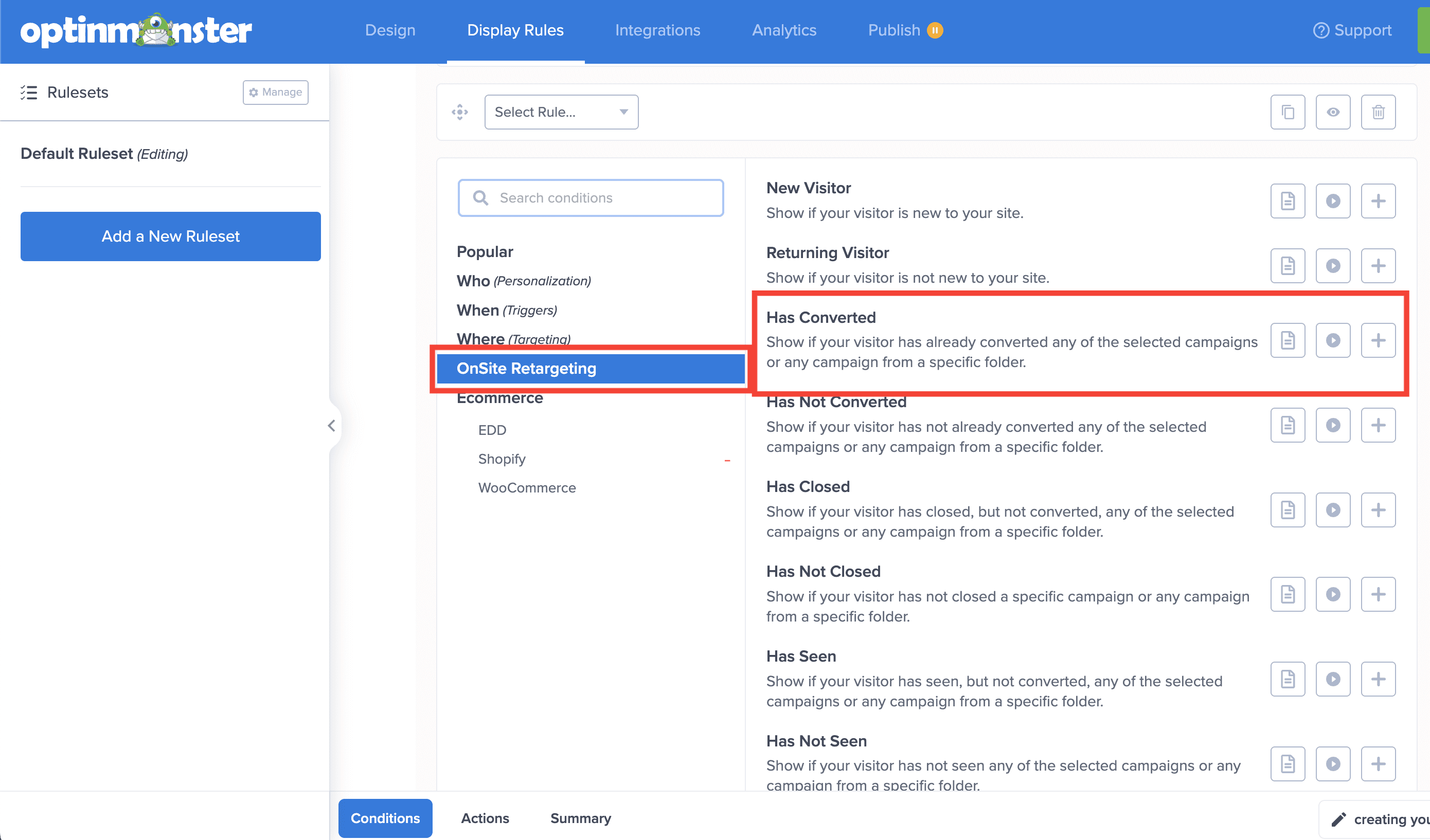 Has Converted - OptinMonster
