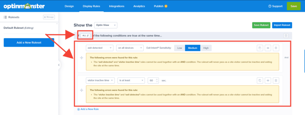 Inactivity Time and Exit Intent - OptinMonster