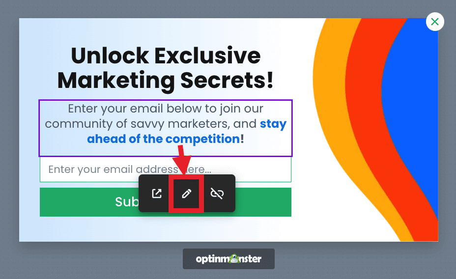 Edit existing text link. - OptinMonster Edit existing text link.