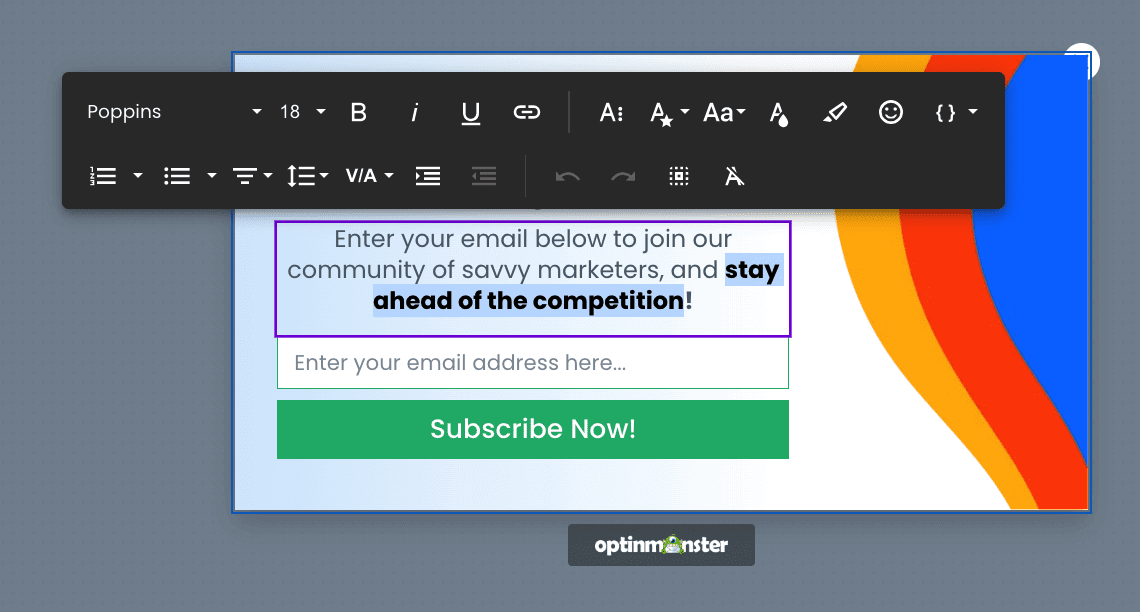 Select text to add a link to in OptinMonster. - OptinMonster Select text to add a link to in OptinMonster.