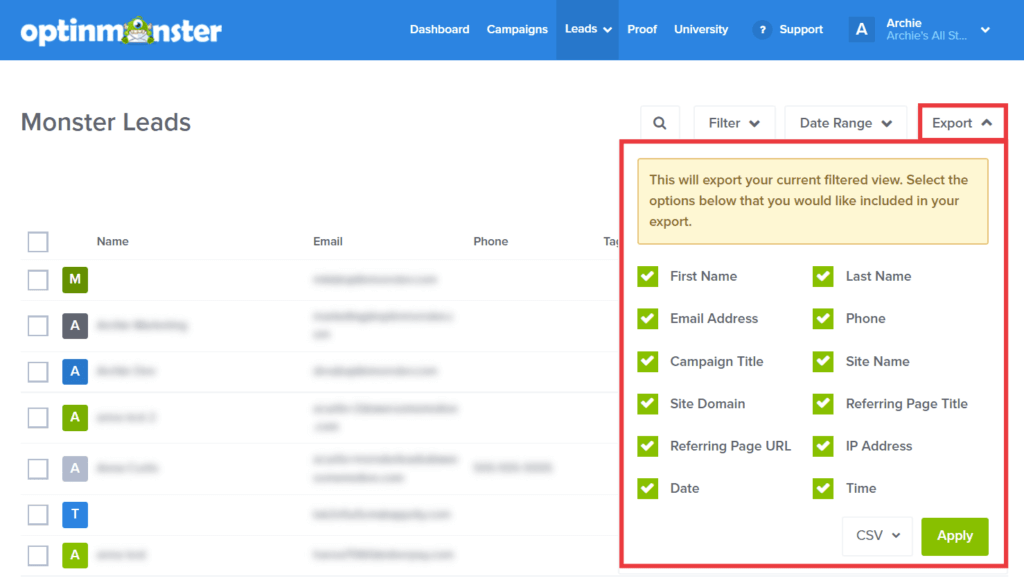 monster-leads-export-menu - OptinMonster
