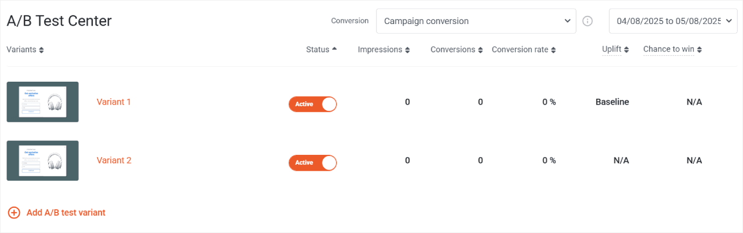 OptiMonk's split testing feature - OptinMonster OptiMonk's split testing feature