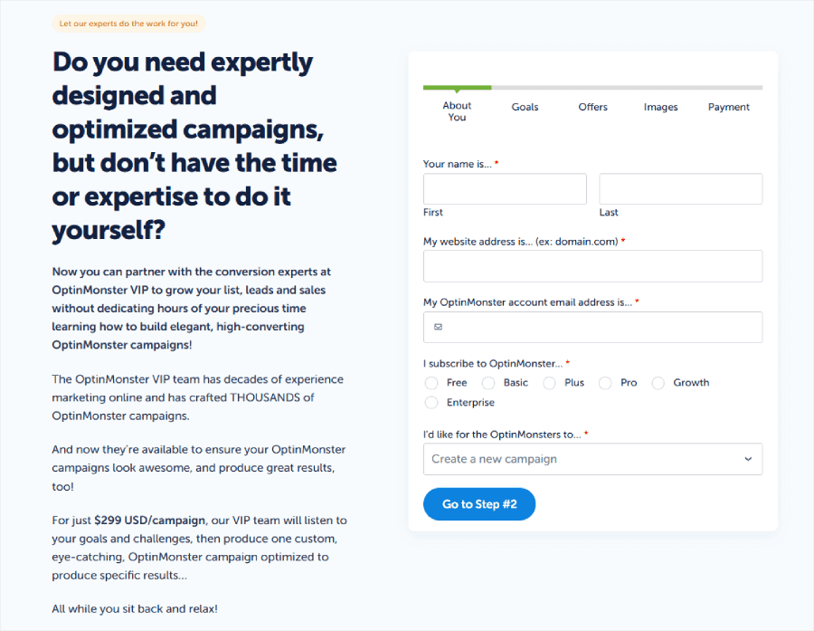 OptinMonster's complementary done-for-you campaign service - OptinMonster OptinMonster's complementary done-for-you campaign service