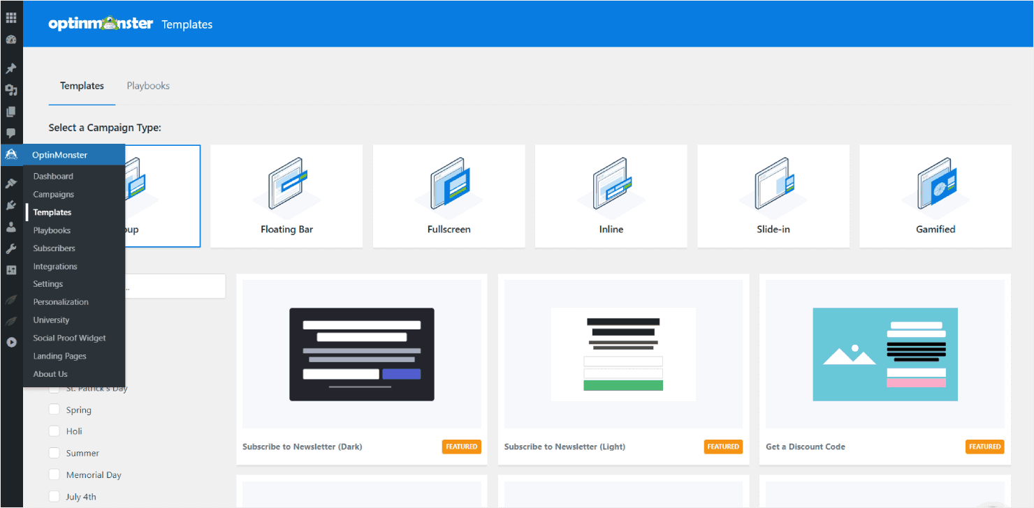 OptinMonster's WordPress dashboard - OptinMonster OptinMonster's WordPress dashboard