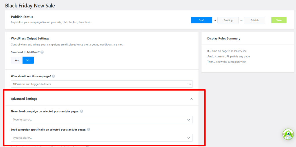 outputSettings - OptinMonster Output Settings