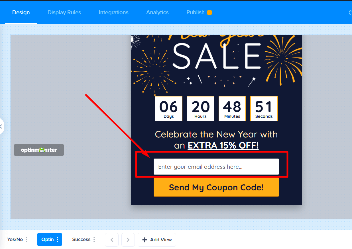 p2 - OptinMonster The initial Optin view with the required Email field