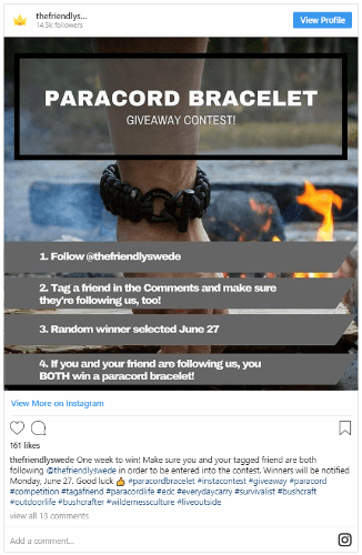 paracord-instagram-contest - OptinMonster host an instagram contest