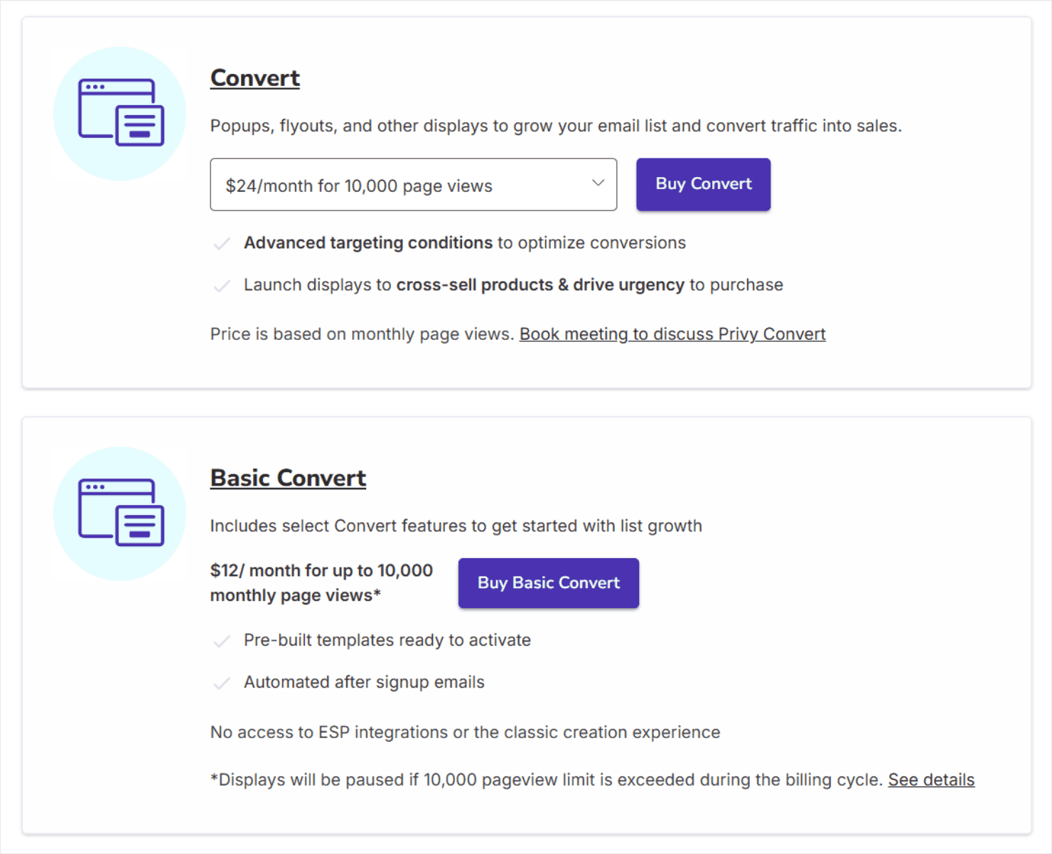 Privy's conversion platform pricing plans - OptinMonster Privy's conversion platform pricing plans
