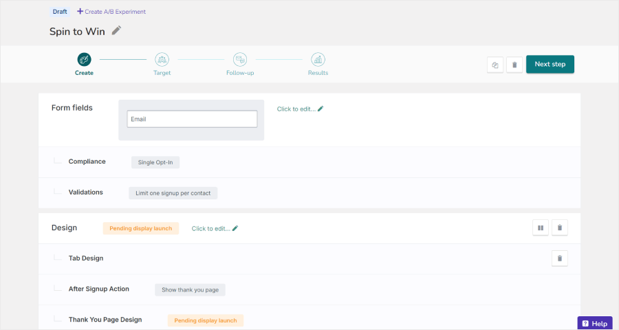 Privy's classic campaign building setup - OptinMonster Privy's classic campaign building setup