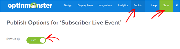 publish_save_live_event - OptinMonster publish and save live event popup