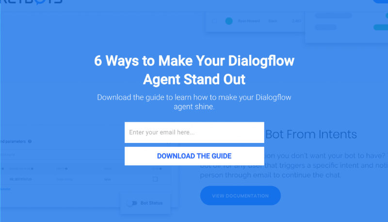 Rocketbots targeted DialogFlow users with a specific offer. - OptinMonster Rocketbots targeted DialogFlow users with a specific offer.