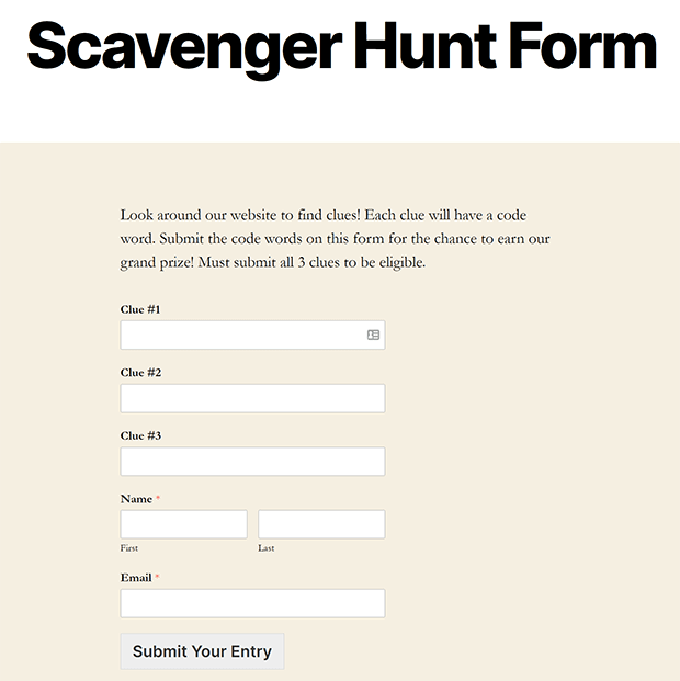scavenger-hunt-form - OptinMonster