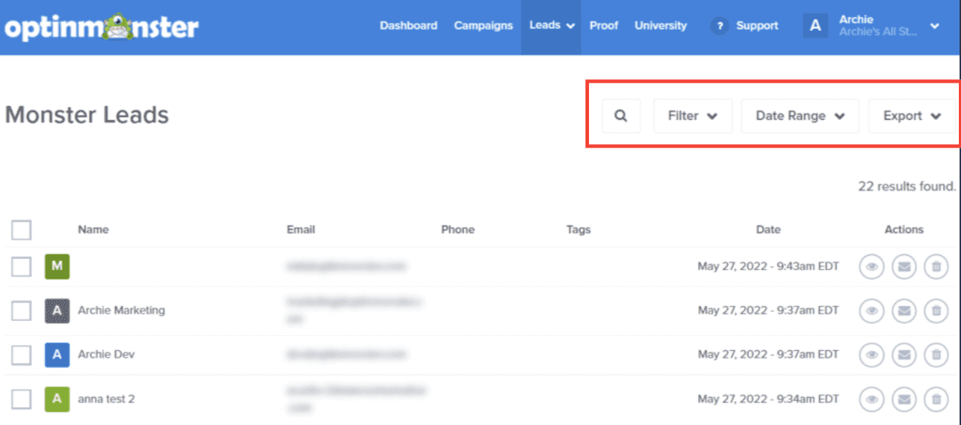 Monster Leads Sorting - OptinMonster