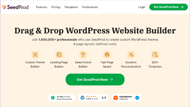 seedprod-homepage - OptinMonster Screesnshot of the WordPress builder SeedProd