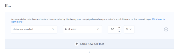 set-distance-scrolled-to-50-percent - OptinMonster set distance scrolled to 50%