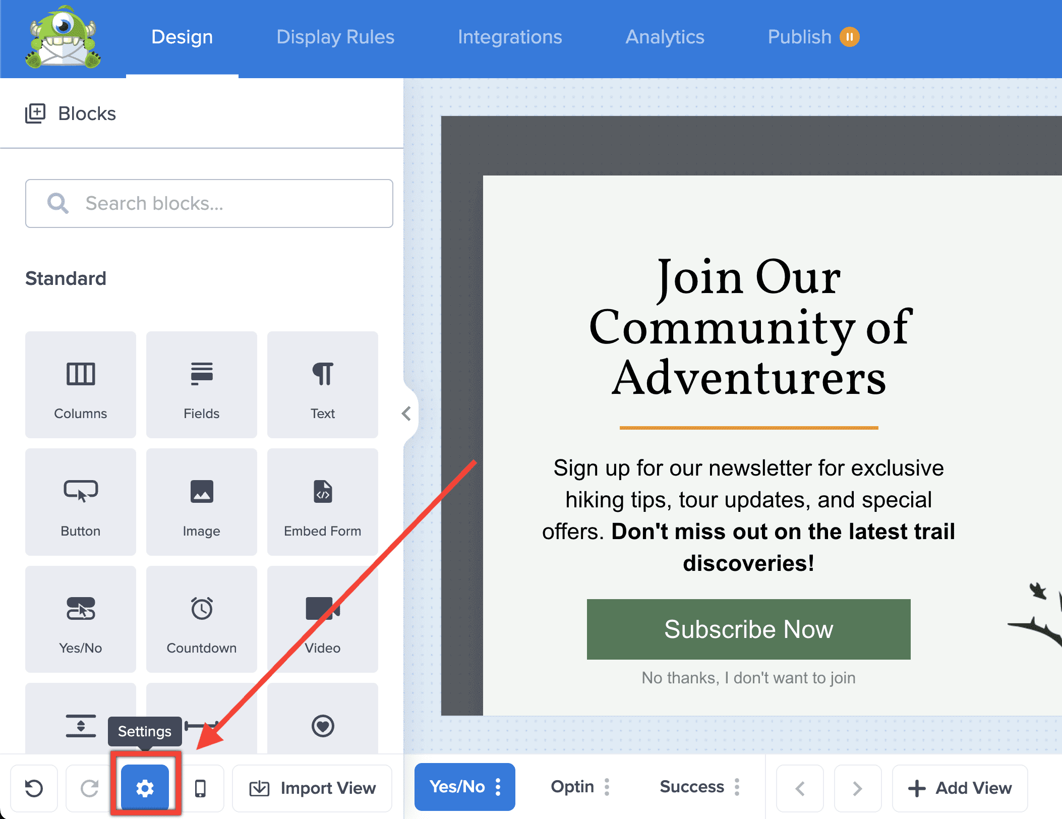 Settings - OptinMonster
