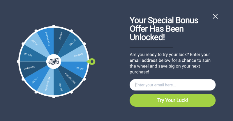 spin to win wheel template preview - OptinMonster spin to win wheel template preview