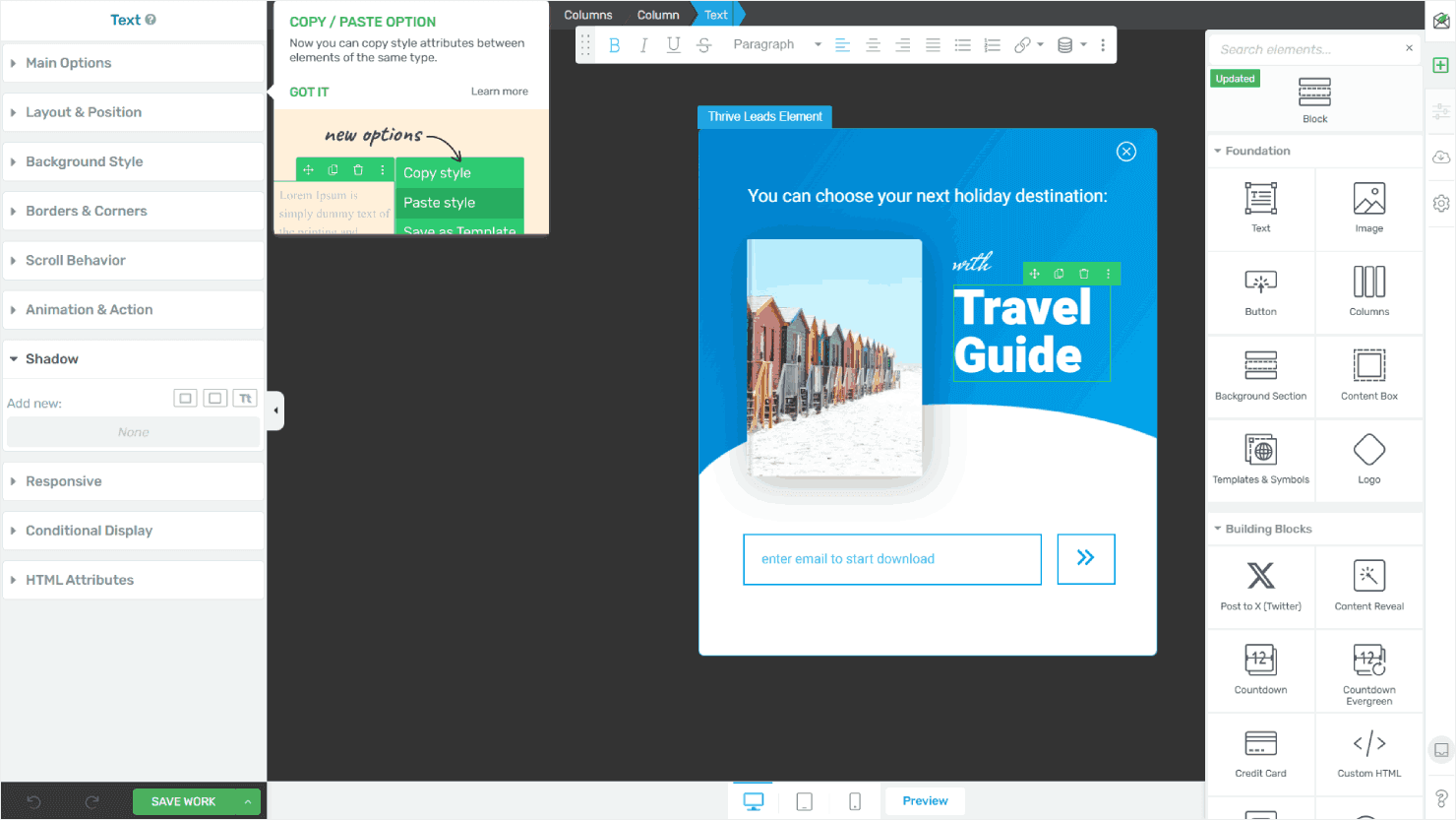 Thrive Leads' drag-and-drop editor - OptinMonster Thrive Leads' drag-and-drop editor