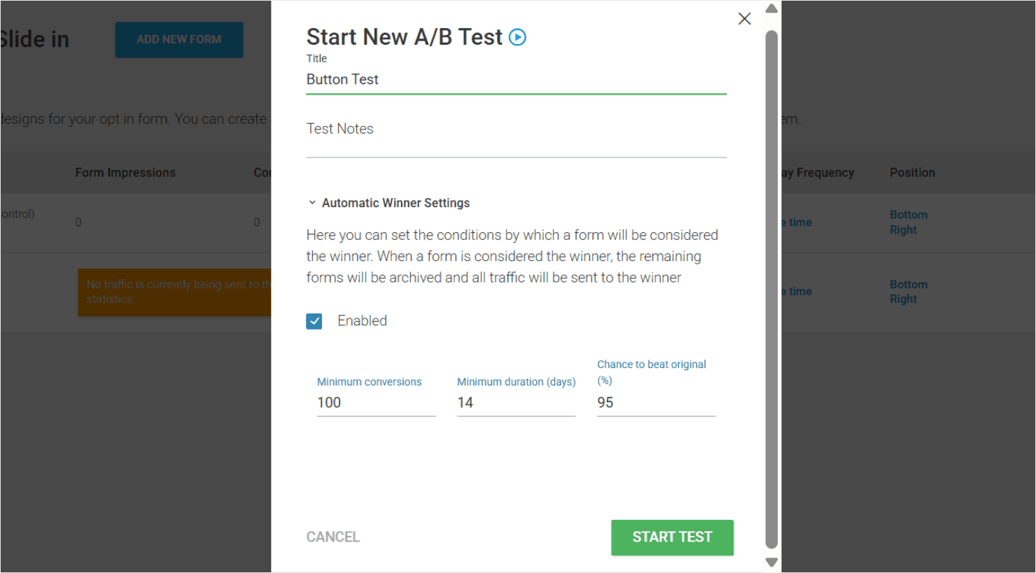 Thrive Leads' split testing feature - OptinMonster Thrive Leads' split testing feature