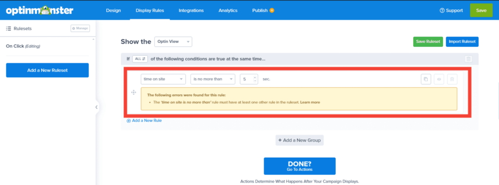 Time on Page or Site alone - OptinMonster