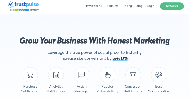 trustpulse new homepage updated - OptinMonster trustpulse new homepage updated