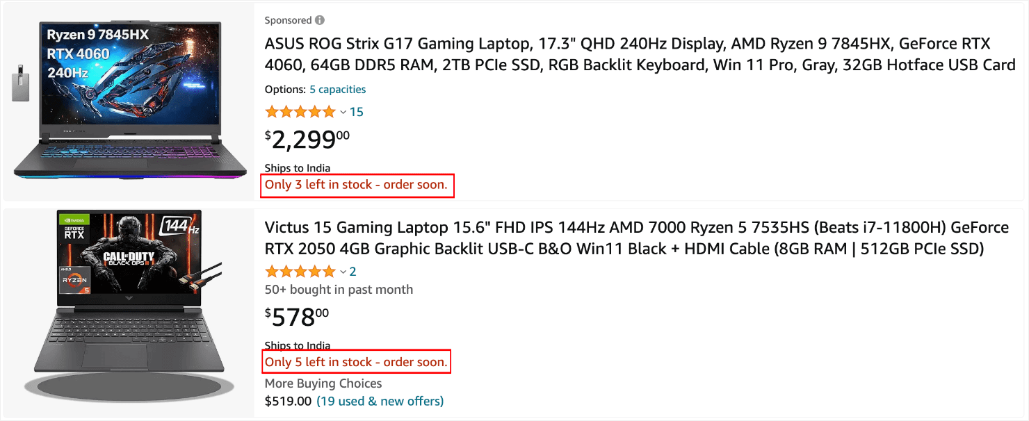 urgency words_amazon 3-min - OptinMonster the scarcity principle