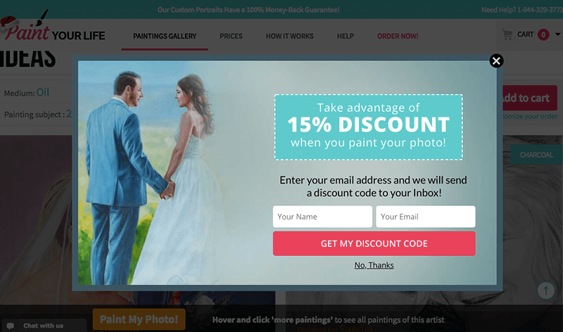 wedding 15% coupon copy - OptinMonster 3.64% of visitors subscribed to email list with this campaign