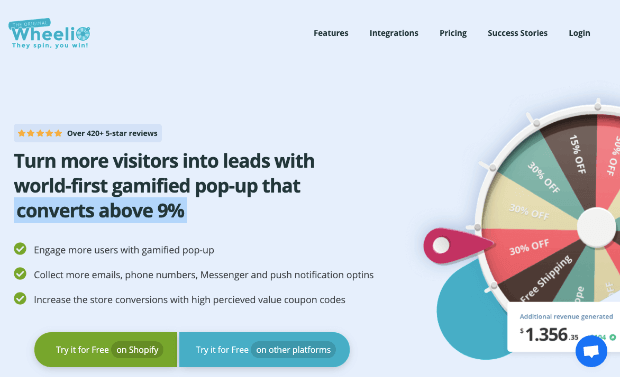 wheelio homepage - OptinMonster wheelio homepage for discount wheel popups